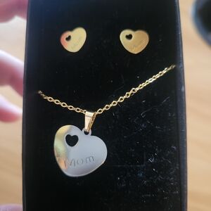 🌹Buy 1 Get 1 Free🌹 Stainless Steel Heart Mom Necklace and Earring Set